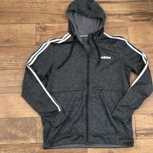 Adidas Men’s Grey Zip Up Performance Hoodie Sweatshirt Size Large